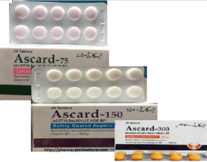 Ascard Tablets, Ascard 75mg, Ascard 150mg, Ascard 300mg, Ascard Use, Ascard Side Effects, Ascard Indications, Ascard Contraindication, Ascard Composition, Enteric Coated Aspirin Tablets, Acetylsalicylic Acid Use, Acetylsalicylic Dosage, Acetylsalicylic Side Effects, Aspirin Side Effects