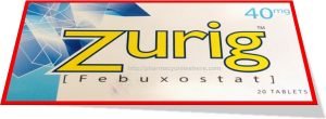 Zurig (Febuxostat) Tablets 40 MG 80 MG Uses Dosage Side Effects